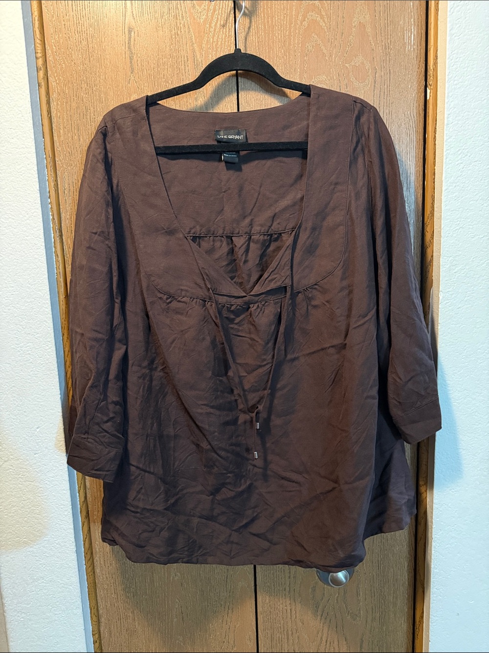 Lane Bryant Brown Scoop-Neck Tunic with Tie